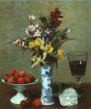 Latour Art - Still Life The Engagement 1869 painter Henri Fantin Latour floral